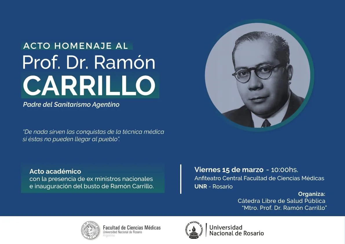 Homenajean a Ramón Carrillo en la Facultad de Medicina de la UNR