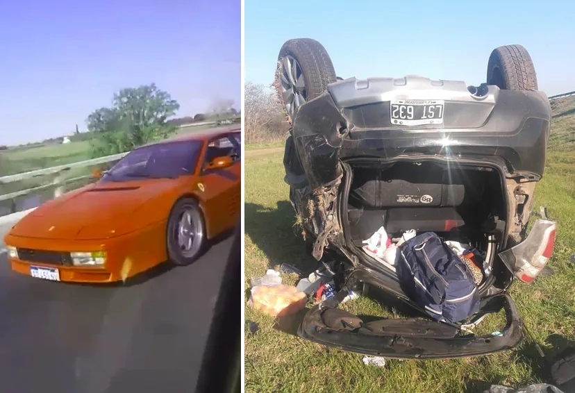 Volcaron mientras filmaban una Ferrari Testarossa en Santa Fe