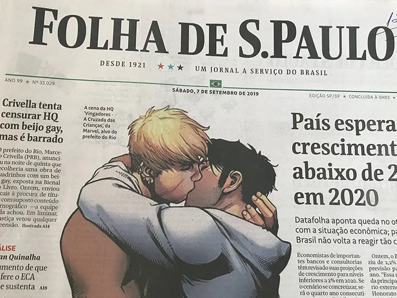 El diario Folha publicó en su tapa el beso gay que quisieron censurar