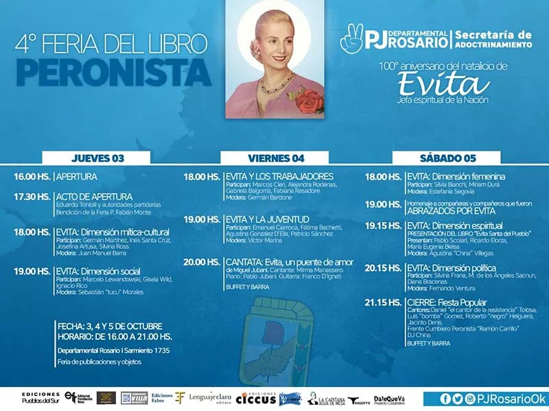 Se viene la cuarta Feria del Libro Peronista, en homenaje a Eva Perón
