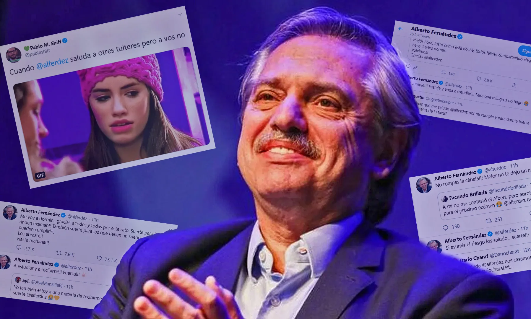 Alberto Fernández madrugó en Twitter con estudiantes y periodistas desvelados