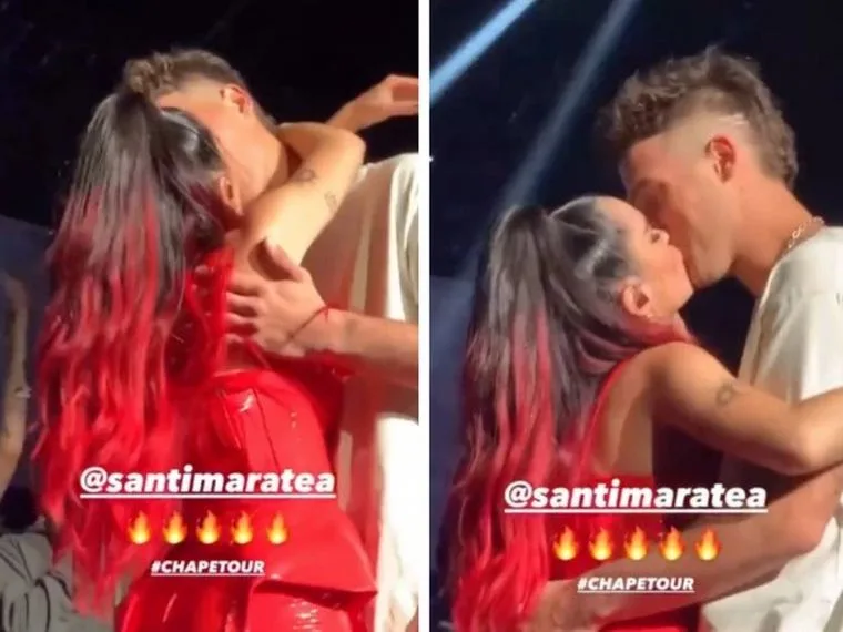 Lali Espósito y Santi Maratea chaparon en pleno show para festejar el éxito de una nueva colecta