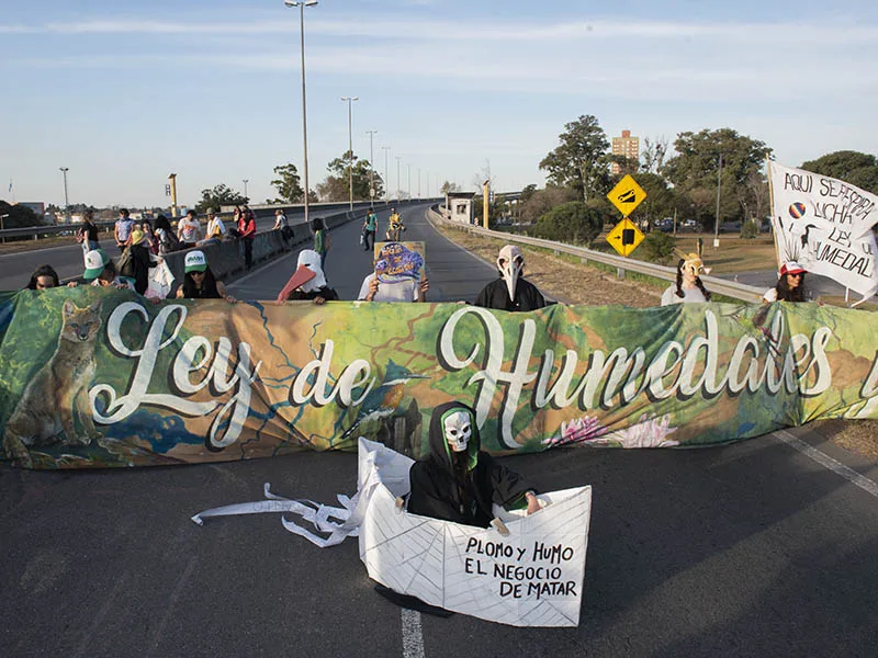 Organizaciones ambientalistas cortaron el puente Rosario-Victoria para exigir basta de quemas