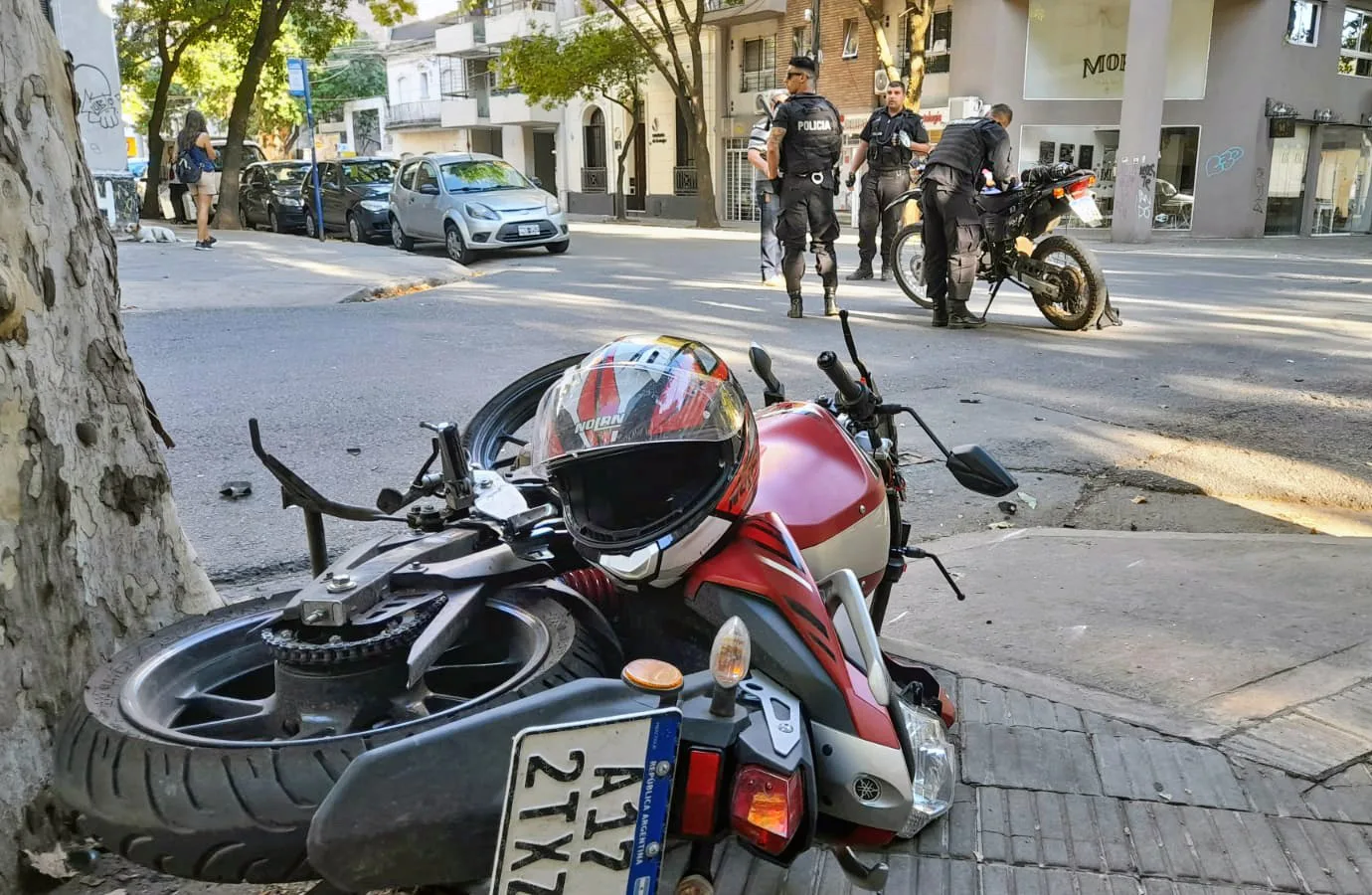 Motociclista sufrió heridas graves al chocar con una camioneta y terminar contra un árbol