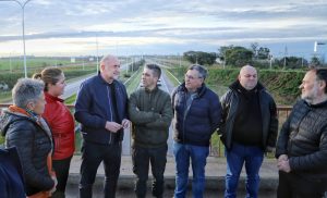 Perotti recorrió el avance de la obra de acceso de Fray Luis Beltrán a la autopista Santa Fe-Rosario