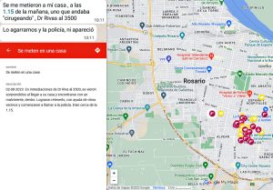 Vecinos de zona sur hicieron su propio mapa del delito en google con lo que cada uno sufrió