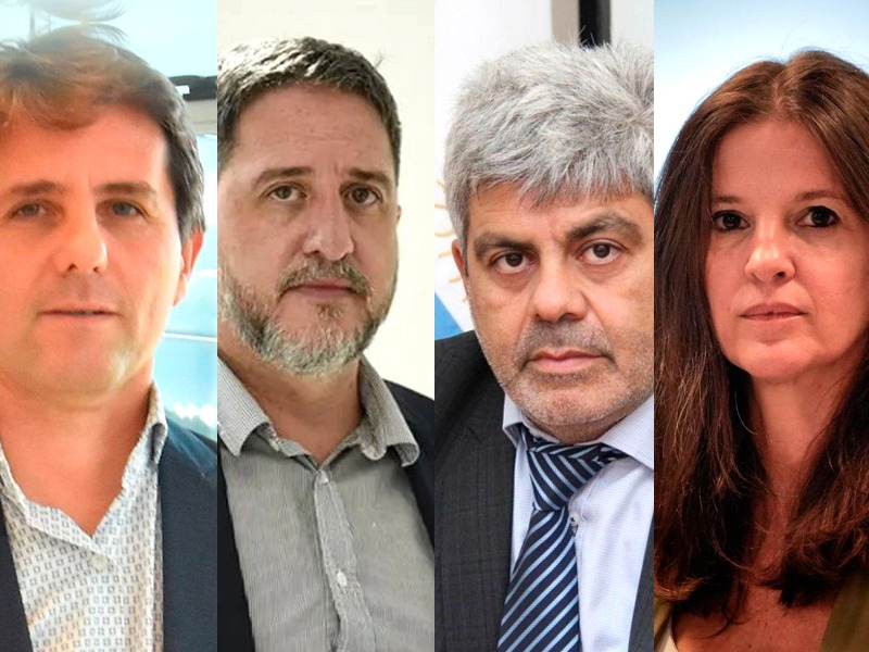 El fiscal Luis Schiappa Pietra, Matías Edery, el fiscal Interdistrital Jorge Baclini y la fiscal Regional, María Eugenia Iribarren.