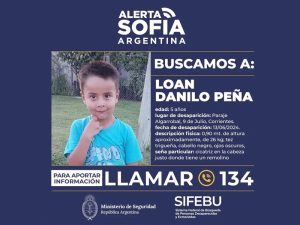Alerta Sofía: búsqueda a contrarreloj de Loan en Corrientes, el Ministerio de Seguridad ofrece una recompensa de $5 millones