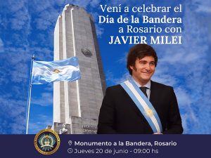 Antes de otra gira externa, Milei estará en Rosario un par de horas para el Día de la Bandera