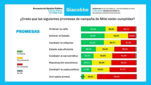Los mayores incumplimientos de Milei, según una encuesta: Estado eficiente, reactivación, combatir narcos, casta y corruptos