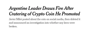 El escándalo por el token que recomendó Milei llegó a The New York Times