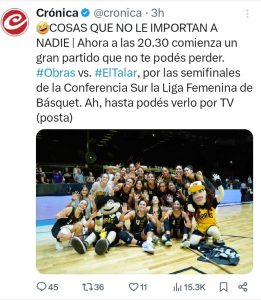 Repudio del mundo del básquet a un diario que se burló de la importancia de un partido femenino