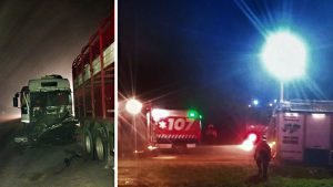 Por choque de dos camiones sobre la autopista a Córdoba