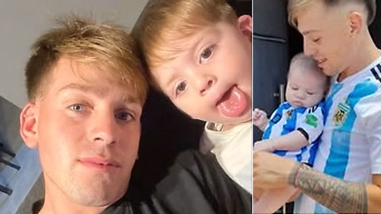 Alan Palacios y su hijo de 2 años