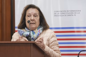 viviana della siega, activista feminista, en la convencion constituyente de santa fe