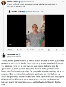 Cruce mediático entre Thelma Fardin y Yanina Latorre