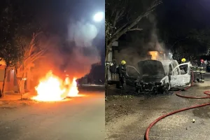 Investigan las causas del incendio de un utilitario en zona oeste