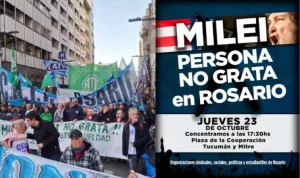 Gremios del transporte y organizaciones sociales repudiarán este jueves la visita electoral de Milei a Rosario