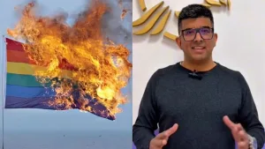 "No me arrepiento", dijo el candidato libertario que posteó una bandera LGBT prendida fuego