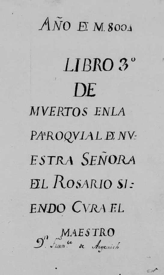 Portada del Libro 3 de muertos 1804-1824