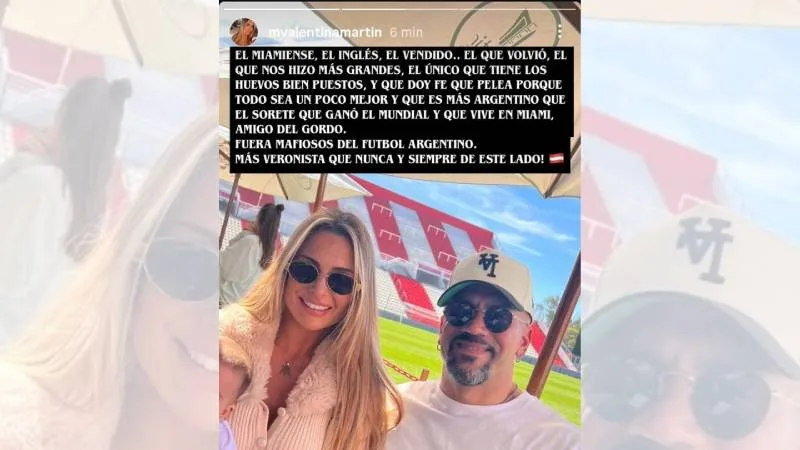 La mujer de Verón atacó a Messi con una publicación en Instagram.
