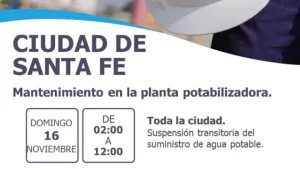 Santa Fe: El domingo 16 estaremos trabajando en la planta potabilizadora