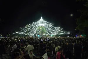 Se encendió el emblemático árbol de Navidad de Rosario con una fiesta popular y miles de personas en Oroño y Pellegrini
