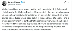 Famosos de Hollywood conmocionados por la muerte truculenta del cineasta Rob Reiner y su esposa: los mensajes