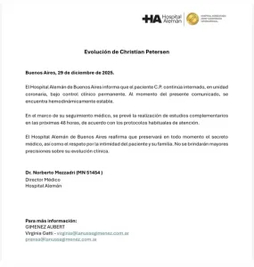 ¿Qué dice el último parte médico? El misterio Christian Petersen, que continúa internado hace más de dos semanas