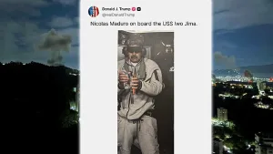 Trump publicó una foto en la que aparece Maduro detenido en el portaviones USS Iwo Jima
