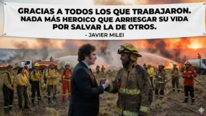 Incendios en Chubut: Milei compartió una foto con brigadistas creada con IA para agradecerles, pero les redujo el presupuesto casi un 80 por ciento