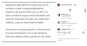 Preocupación: internaron al Indio Solari en Buenos Aires, aunque desmienten que haya sufrido un Accidente Cerebrovascular