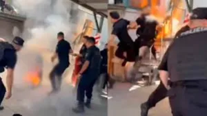 Dramático episodio en el macrocentro: investigan si el uso de una Taser inició el fuego que hirió al vigilador