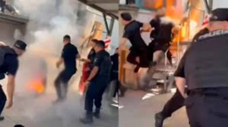 Dramático episodio en el macrocentro: investigan si el uso de una Taser inició el fuego que hirió al vigilador