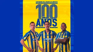 Central presentó pilcha nueva haciendo foco en el centenario del Gigante con Ruben, Di María y Campaz como modelos