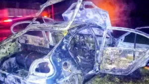 Un Renault Megane fue devorado por las llamas en la Ruta AO12