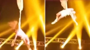Brutal caída de un acróbata en un circo de San Luis