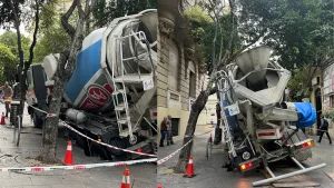Reparan la peatonal Córdoba tras el hundimiento que dejó atrapado a un camión hormigonero