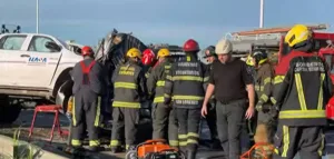 Choque en cadena en la autopista a Santa Fe: un hombre fue rescatado y llevado al Heca en helicóptero