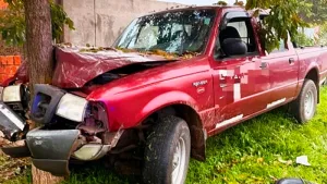 La fuga duró poco: chocaron la camioneta robada y cayeron con todo