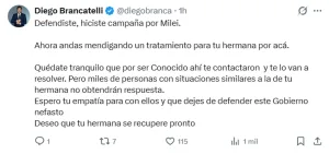 Marcelo Mazzarello, militante y defensor de Milei, reclama al PAMI Bariloche por la salud de su hermana y las redes lo liquidaron