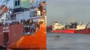 Colisión de buques en el Paraná: transportaban químicos y combustibles