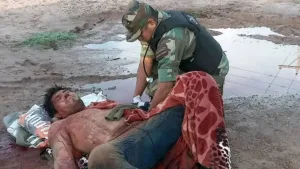 René "Manudo" Guzmán herido en el paraje rural en el límite de Santiago del Estero y Salta.