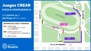 Juegos CReAR: habrá cortes y desvíos de tránsito en el Parque Independencia por el armado y despliegue del Fan Fest