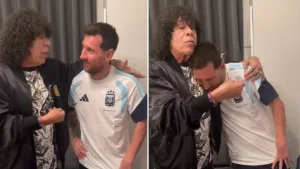 El encuentro entre La Mona Jiménez con Messi, Julián Álvarez y Nahuel Molina, con show incluido