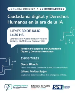 La Defensoría del Pueblo y el Sindicato de Prensa Rosario invitan a debatir sobre ciudadanía digital e inteligencia artificial