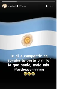Tras compartir un video “anti Argentina”, la cantante catalana Rosalía reaccionó con una fría publicación en redes: “Mala mía”