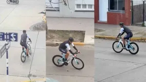 Scaloni fue visto andando en bicicleta por Casilda durante su descanso en la provincia
