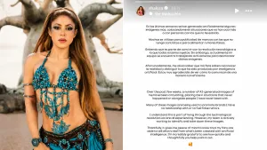 Shakira denunció a través de sus redes la difusión de imágenes suyas falsas, que fueron creadas con Inteligencia Artificial