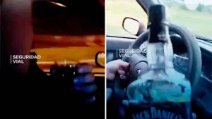 se filmó tomando whisky mientras manejaba